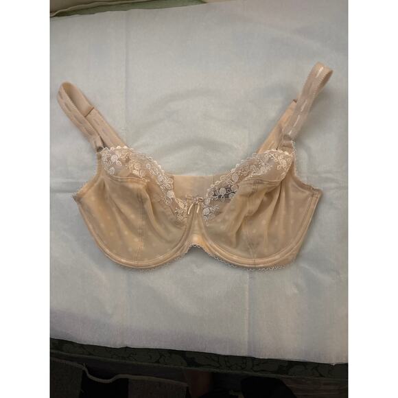 Felina Sweet Revenge 34DDD Wired Bra Beige Ribbon Polka Dot Full Coverage - Picture 3 of 12